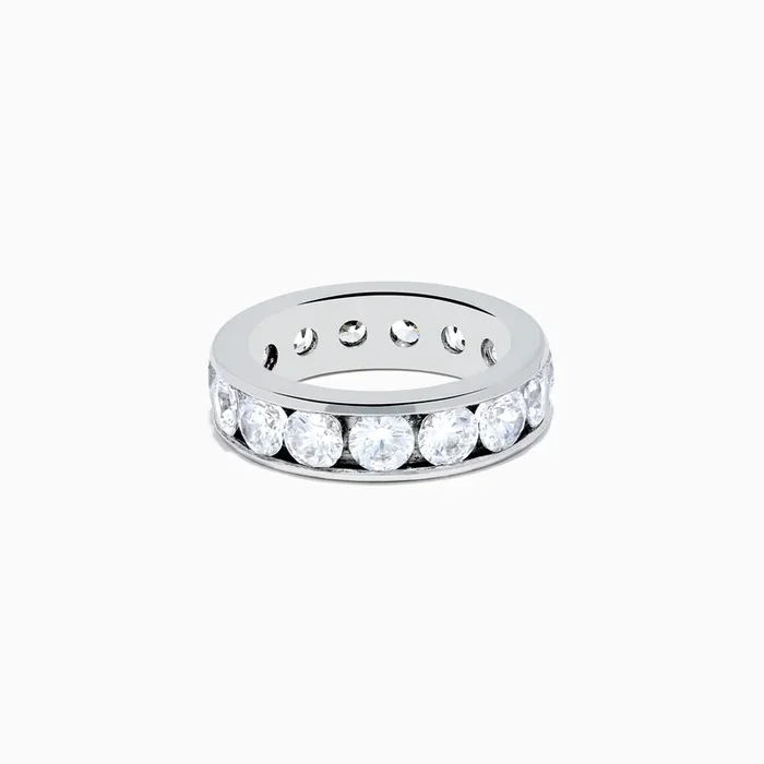 14K White Gold Channel Set Diamond Eternity Band, 5.00 TCW