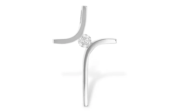 14K White Gold Cross Diamond Pendant