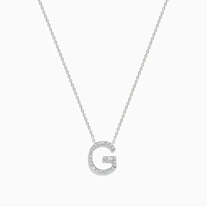 14K White Gold Diamond Initial “G” Pendant