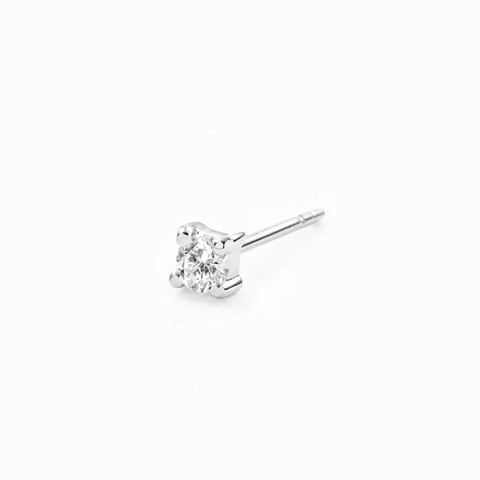 14k White Gold Diamond Stud Earring 2.5mm – Aria (Single)