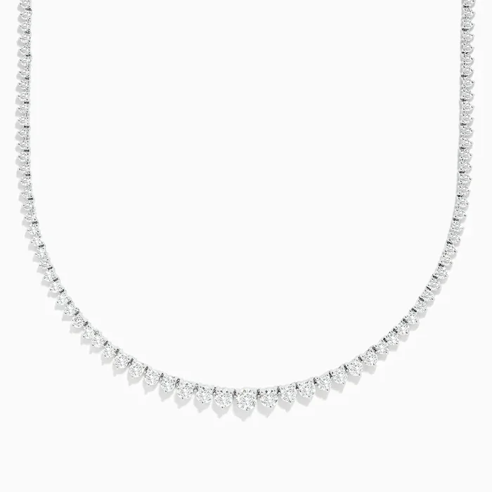 14K White Gold Diamond Tennis Necklace 9.66 TCW