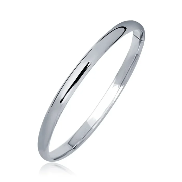 14k White Gold Dome Children’s Bangle with a Polished Finish