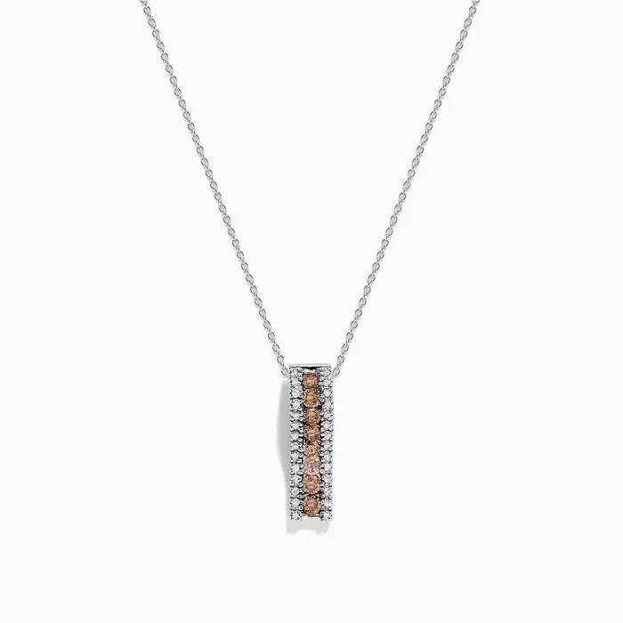 14K White Gold Espresso and White Diamond Pendant, 0.62 TCW