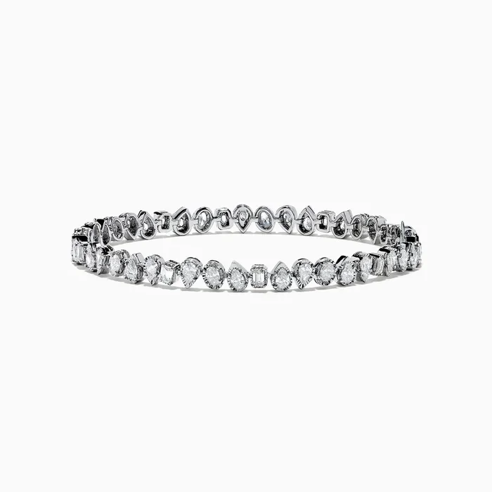14K White Gold Fancy Cut Diamond Miracle Set Bracelet
