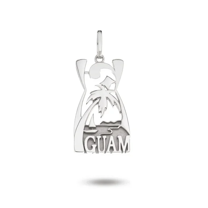 14K White Gold Guam Latte Stone Pendant