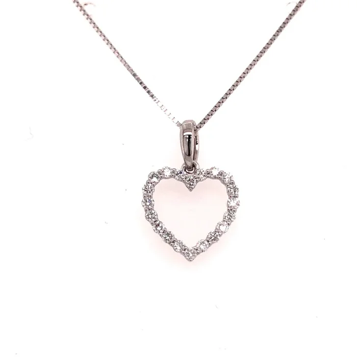 14k White Gold Heart Lakeshore Diamond Pendant
