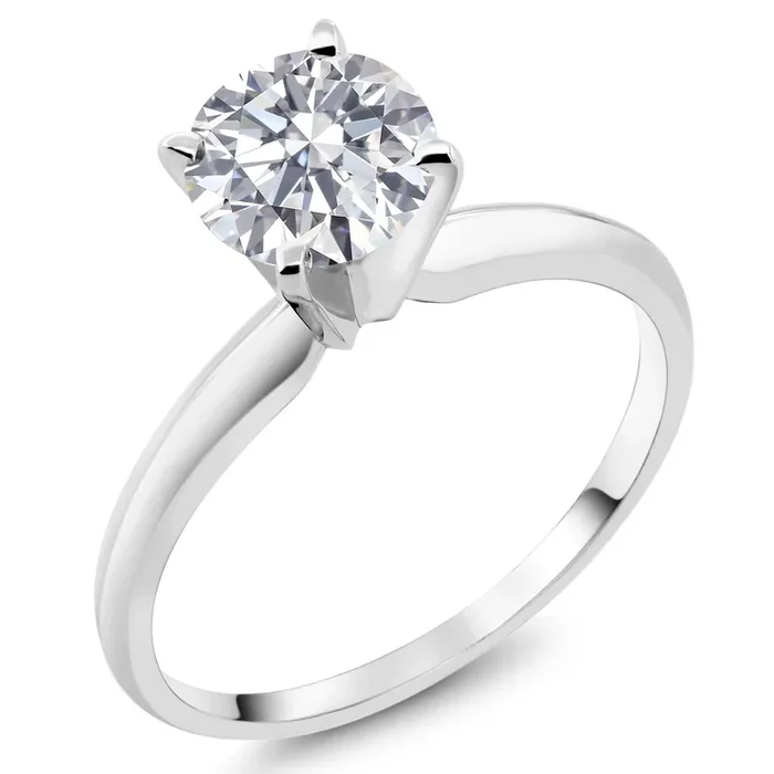 14K White Gold IGI Certified Lab Grown Diamond Solitaire Engagement Ring | 1 Ct Round Cut | E-F Color | VS1-VS2 Clarity