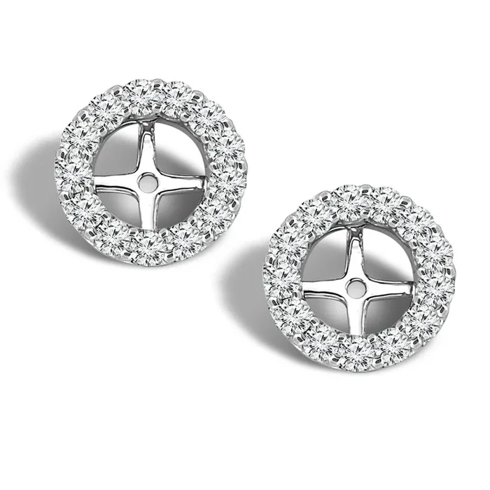 14K White Gold Natural Diamonds Jacket Earrings