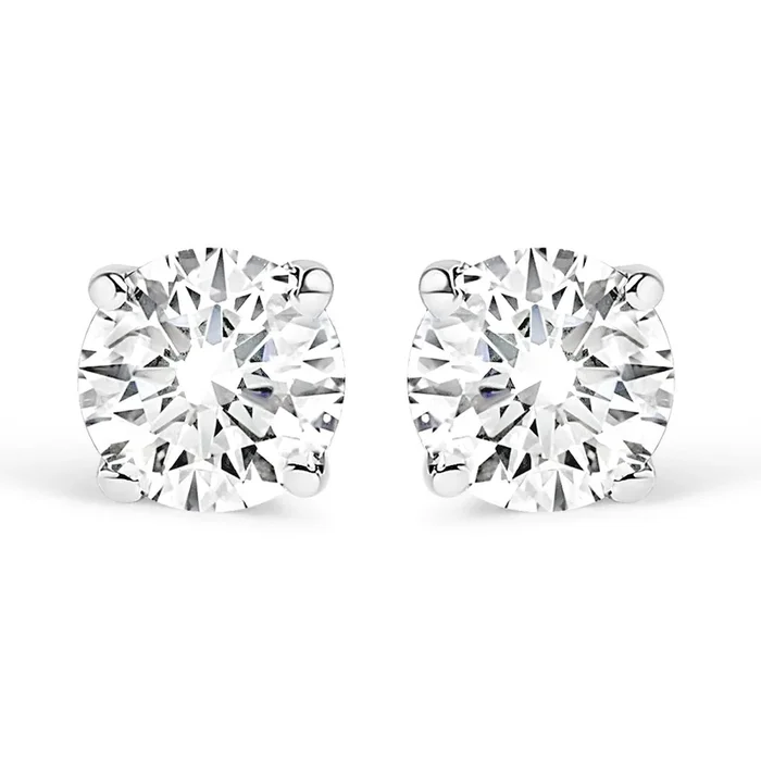 14K White Gold Round Cut Diamond Solitaire Stud Earrings (1/2 cttw, H-I Color, SI1-SI2 Clarity)