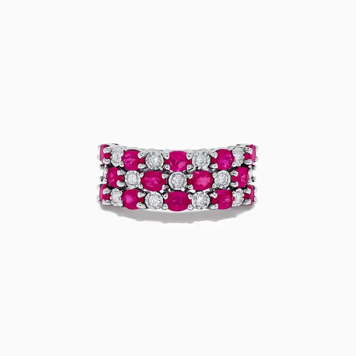 14K White Gold Ruby and Diamond Ring