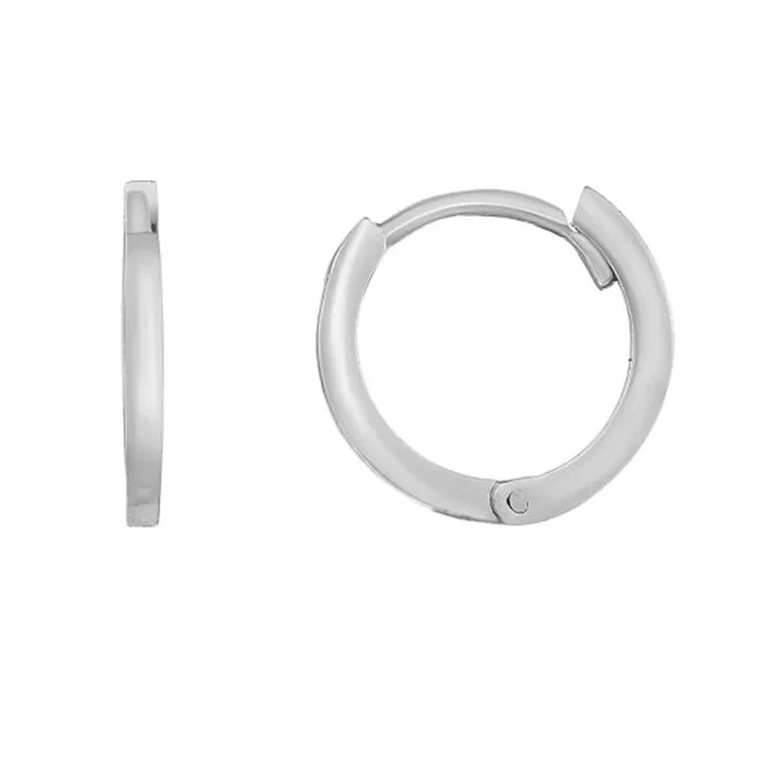 14K White Gold Thin Huggie Earring