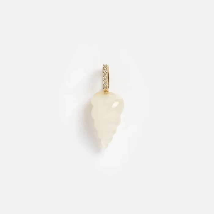 14k White Onyx and Diamond Spiral Shell Charm