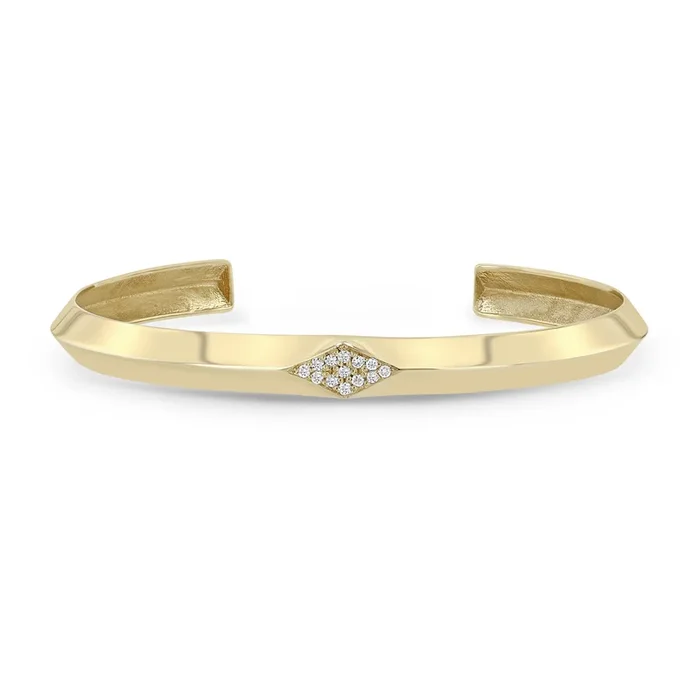 14k Wide Pavé Diamond Knife Edge Cuff