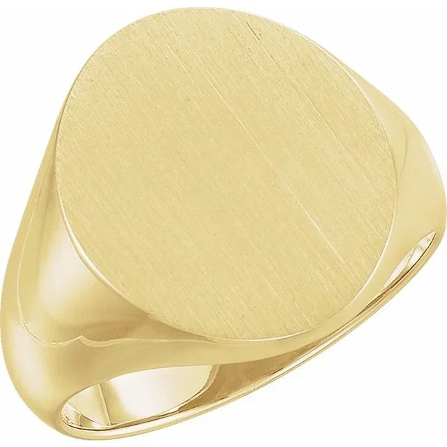 14K Yellow 18×16 mm Oval Signet Men’s Ring