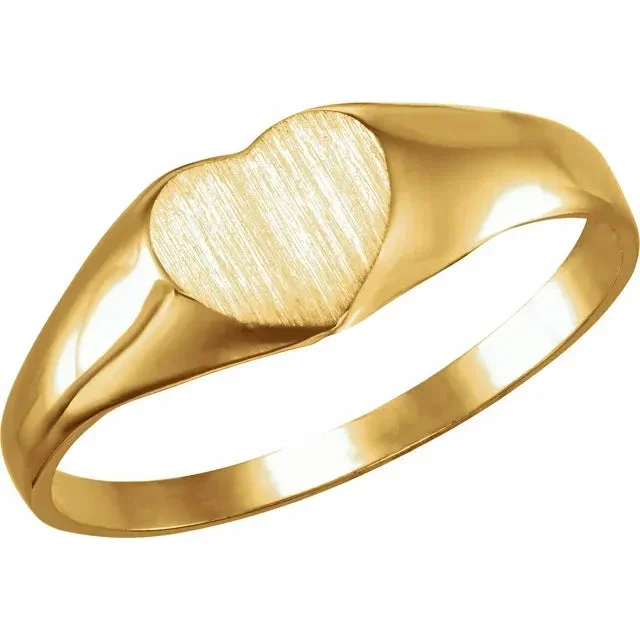 14K Yellow 6×6 mm Youth Heart Signet Ring