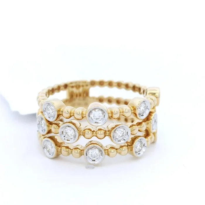 14K Yellow And White Gold Stackable Natural Diamonds Ring