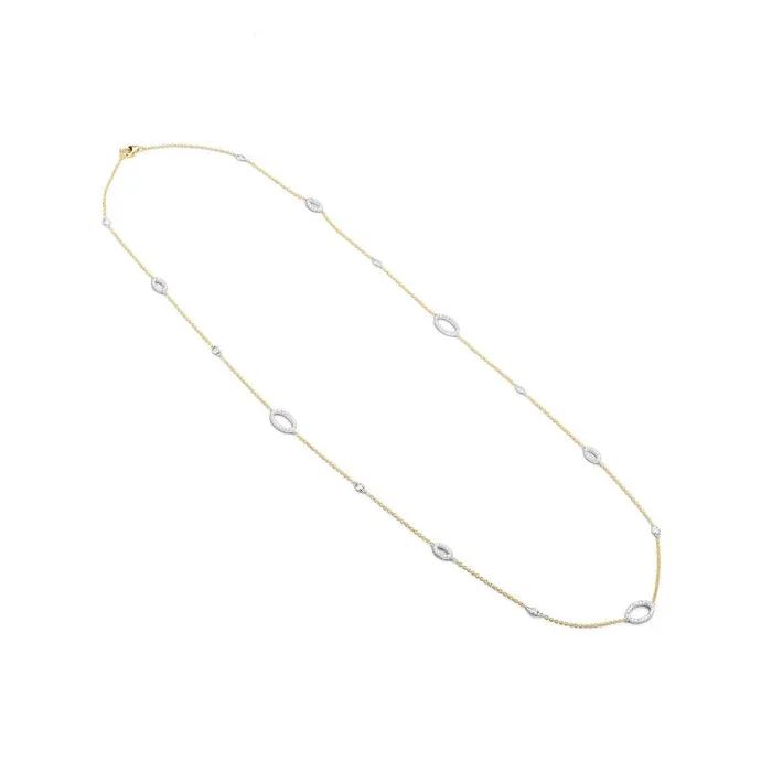 14K Yellow And White Gold Station Diamond Pendant