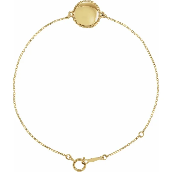 14K Yellow Engravable Beaded 6.5-7.5″ Bracelet