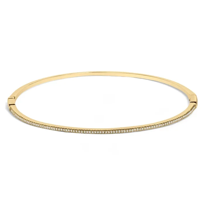 14K Yellow Gold 1/3 Cttw Diamond Half Eternity Bangle Bracelet (I-J Color, I2-I3 Clarity) – 7.75″ Inches