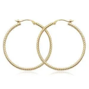 14K Yellow Gold 1.8X30mm Twist Tubing Earrings