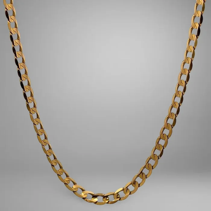 14K Yellow Gold 24″ 4mm Curb Link Chain