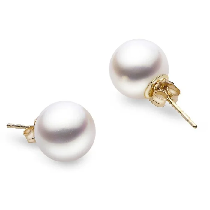 14K Yellow Gold 7mm Freshwater Pearl Earrings