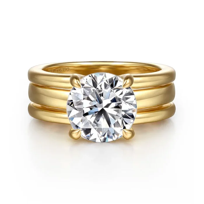 14K Yellow Gold ‘Giova’ Hidden Halo Round Natural Diamonds Engagement Ring