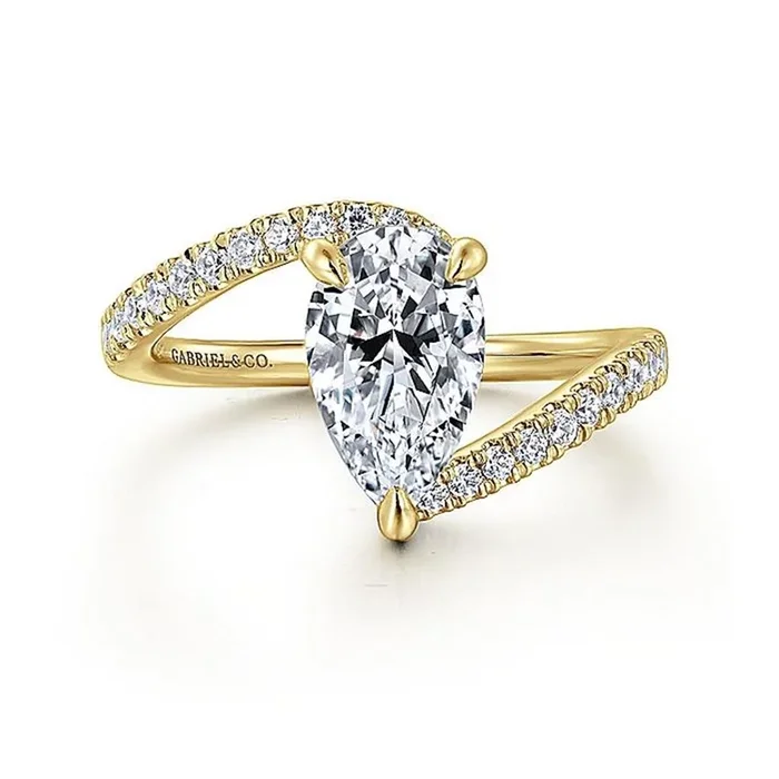 14K Yellow Gold ‘Leina’ Bypass Pear Diamond Engagement Ring