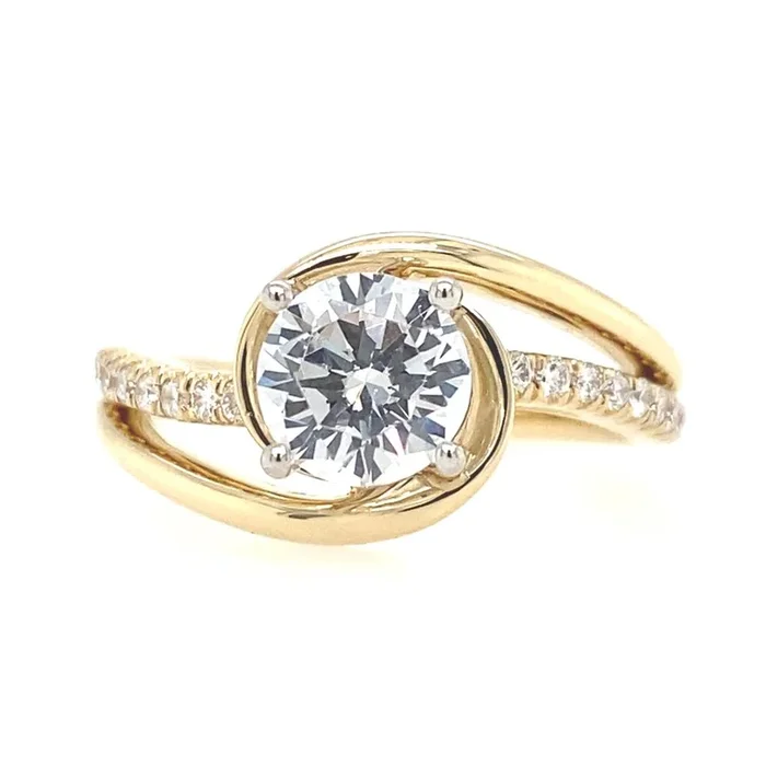 14K Yellow Gold ‘Lucca’ Bypass Round Diamond Engagement Ring