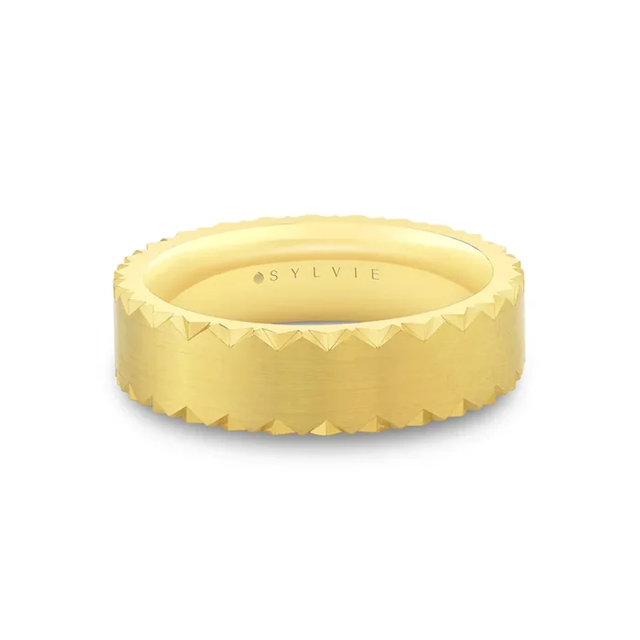 14K Yellow Gold ‘Zane’ Straight Fluted Shell 6mm Wedding Band