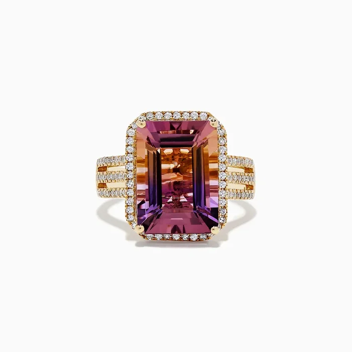 14K Yellow Gold Ametrine and Diamond Ring
