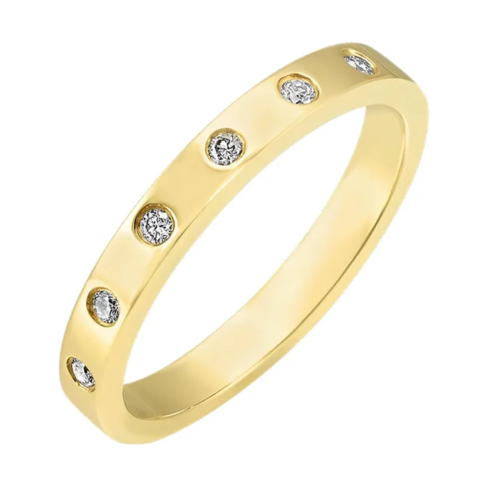 14K Yellow Gold Bezel Diamond Band