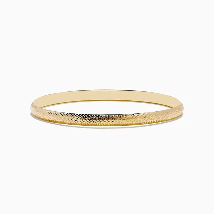 14K Yellow Gold Chevron Bangle