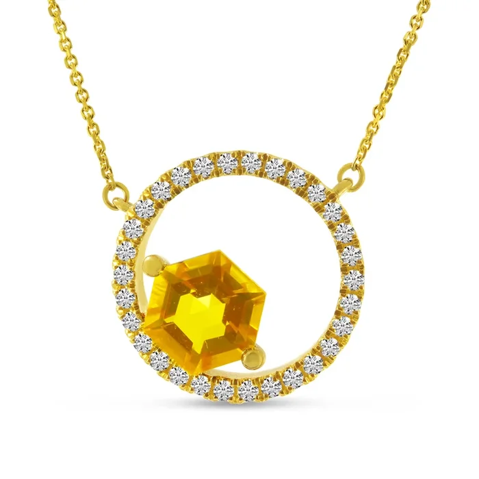 14K Yellow Gold Citrine Contemporary Necklace