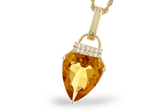 14K Yellow Gold Citrine Contemporary Pendant
