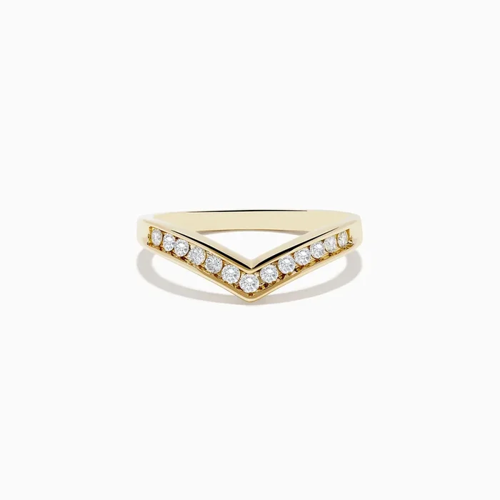 14K Yellow Gold Contoured Diamond Band Ring