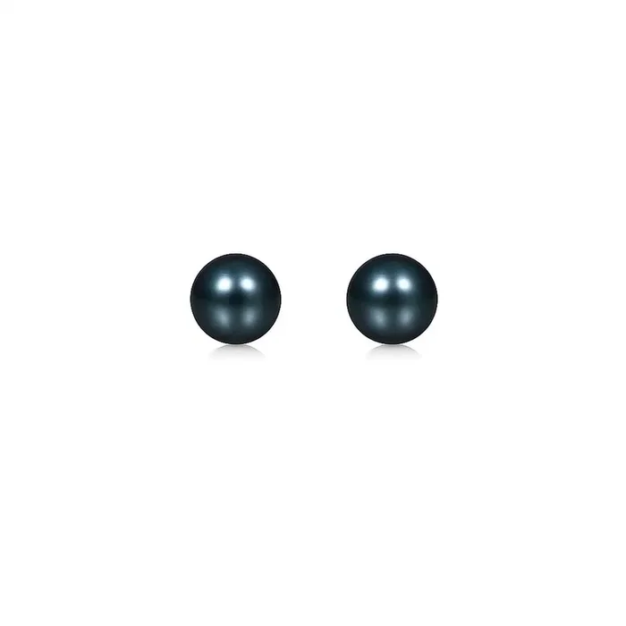 14k Yellow Gold Cultured Black Pearl Stud Earrings (7.0 mm)