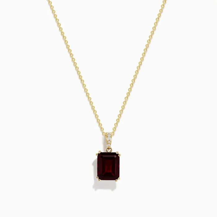 14K Yellow Gold Diamond and Garnet Pendant