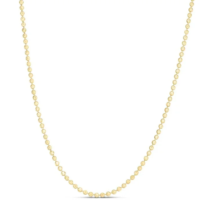 14k Yellow Gold Diamond-Cut Beaded Moon Chain Necklace