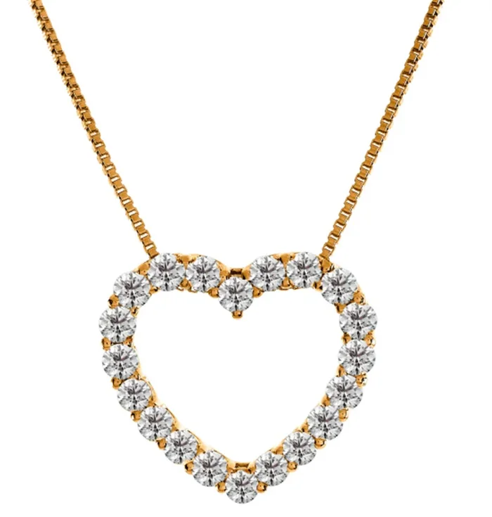 14K Yellow Gold Diamond Heart Pendant Necklace