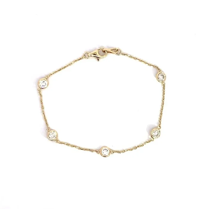 14K Yellow Gold Diamond Station Bracelet