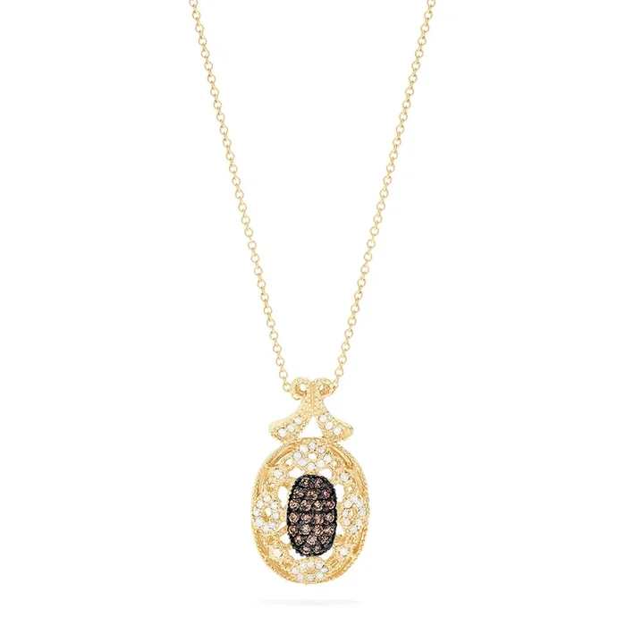14K Yellow Gold Espresso and White Diamond Pendant, 0.29 TCW