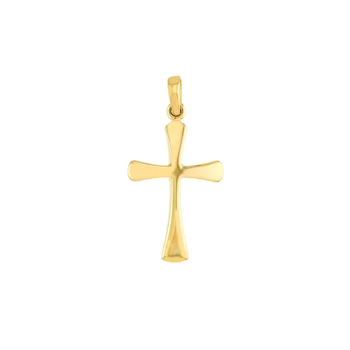 14K Yellow Gold Flare Edged Cross Pendant
