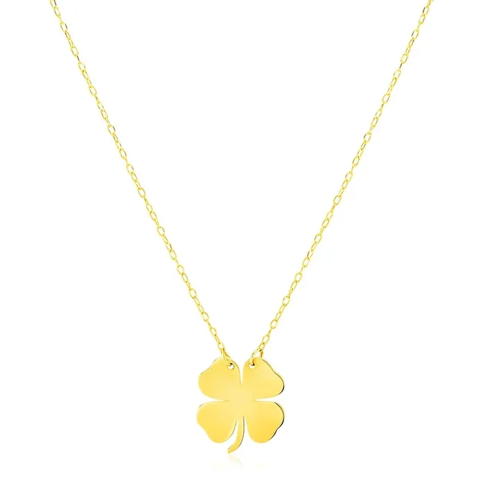 14K Yellow Gold Four Leaf Clover Necklace