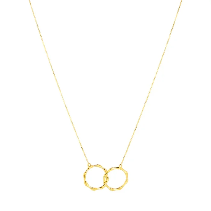 14K Yellow Gold Intertwined Bamboo Hoop Infinity Necklace