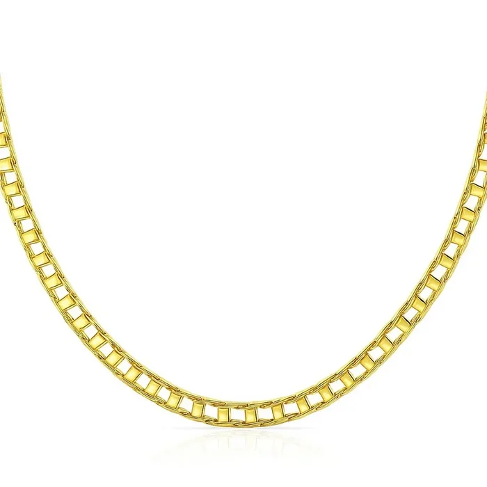14k Yellow Gold Men’s Necklace with Track Design Links