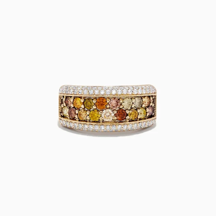 14K Yellow Gold Multi Color Diamond Ring
