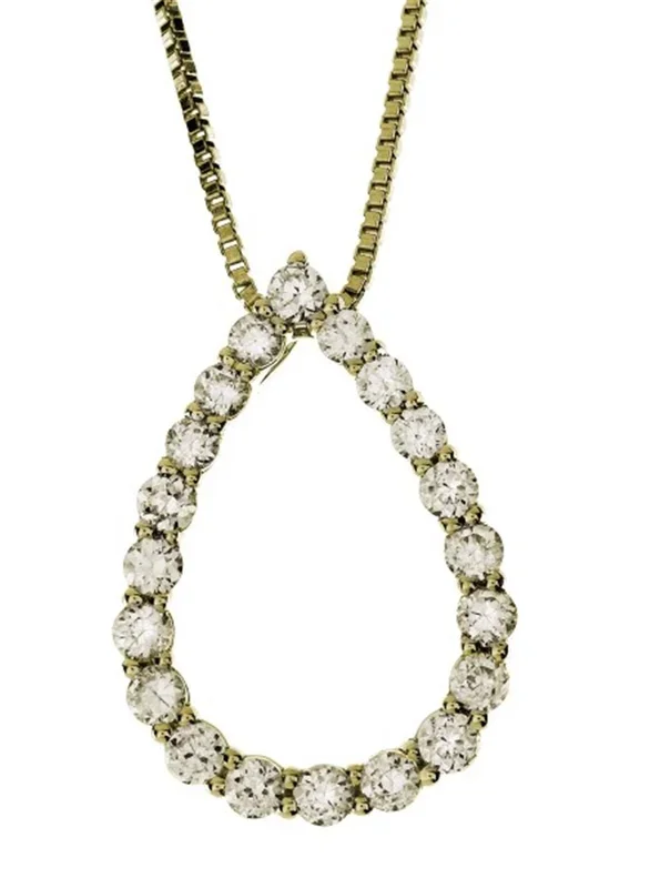 14K Yellow Gold Natural Diamonds Pear Pendant