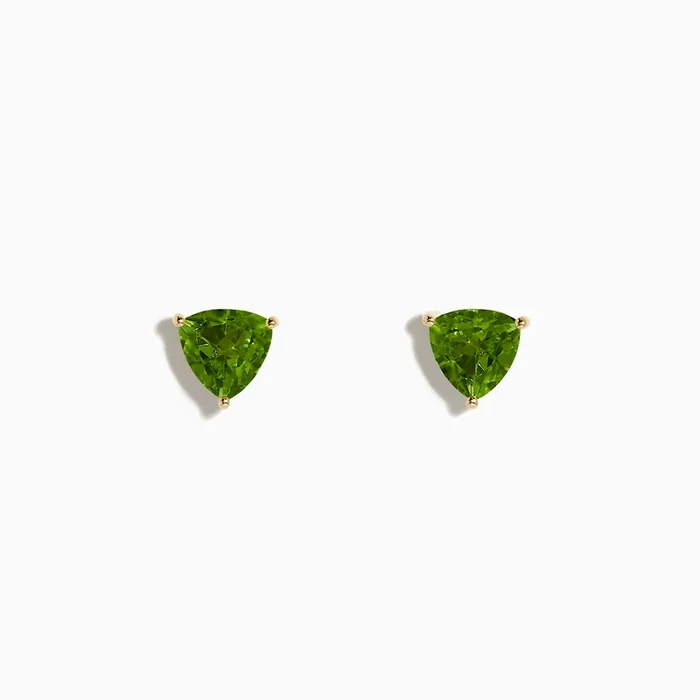 14K Yellow Gold Peridot Stud Earrings