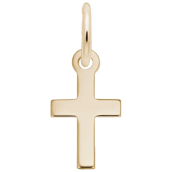 14K Yellow Gold Plain Cross Charm